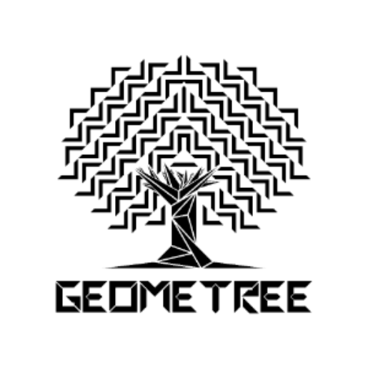 Geometree Logo – moderner stilisierter Baum als Markenzeichen der Designmarke für hochwertige Wandgarderoben und minimalistisches Interior-Design.