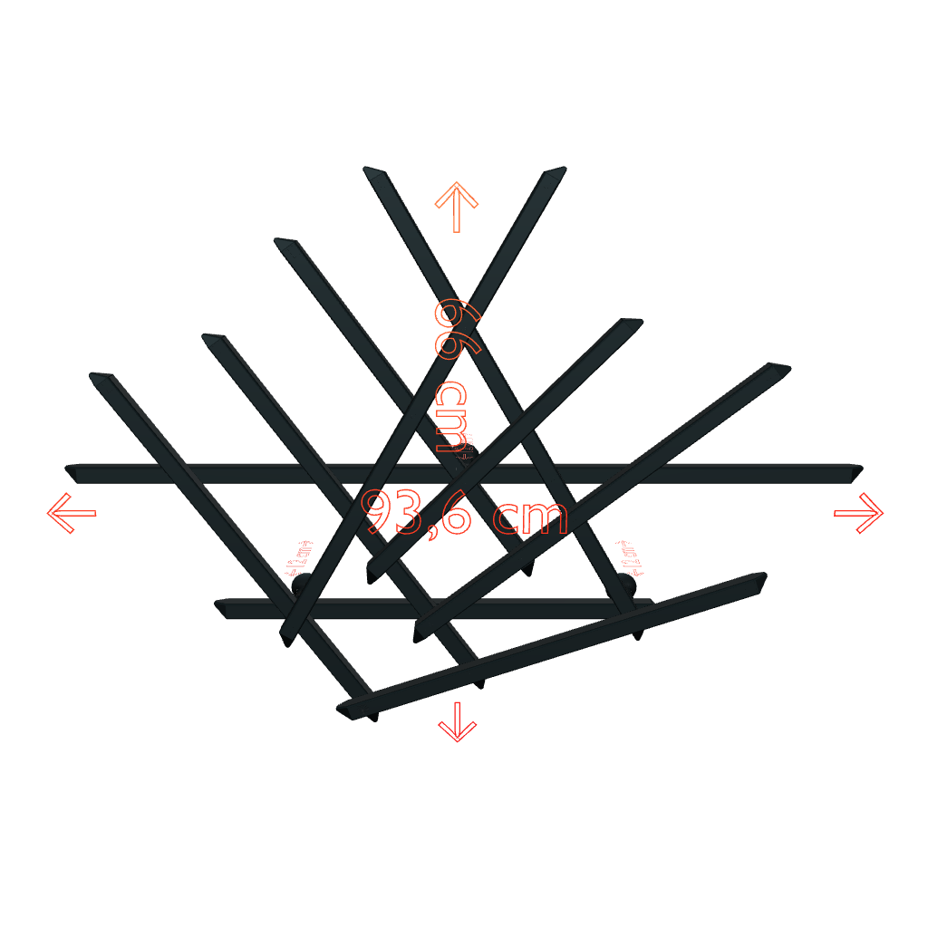 Interaktives 3D-Modell der Treecado Designer-Wandgarderobe aus Aluminium in Anthrazitgrau (RAL7016). Frei drehbar, um Design, Maße, Verarbeitung und Details aus allen Perspektiven zu betrachten. Inkl. Maßangaben.