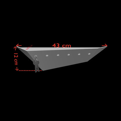 3D-Modell: Geometree Treeboard Schlüsselbrett mit Schlüssel und Bemaßung.